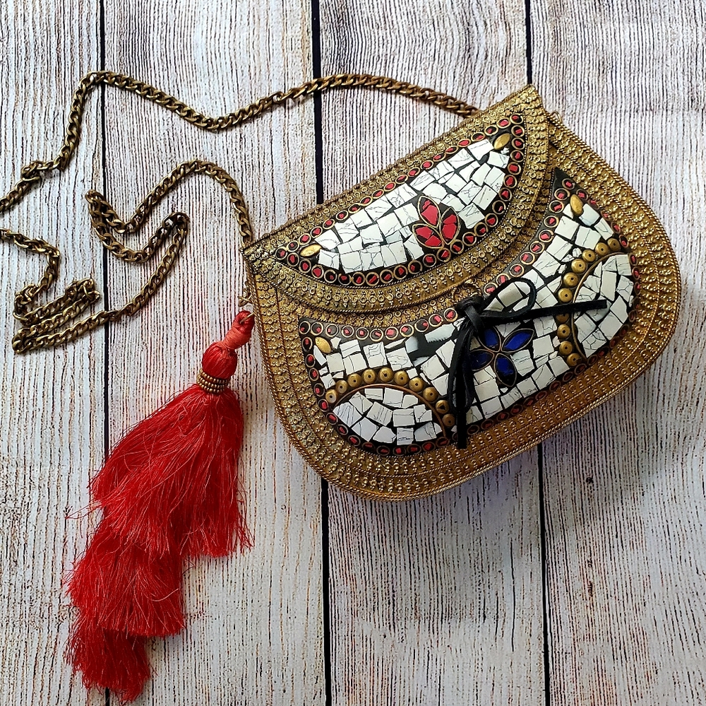 Sam Edelman Red Yaro Iron Minaudiere Crossbody